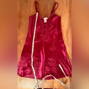 La Vie en Rose Lace Satin Chemise Sexy Lingerie Babydoll Nightgown Pink Size M